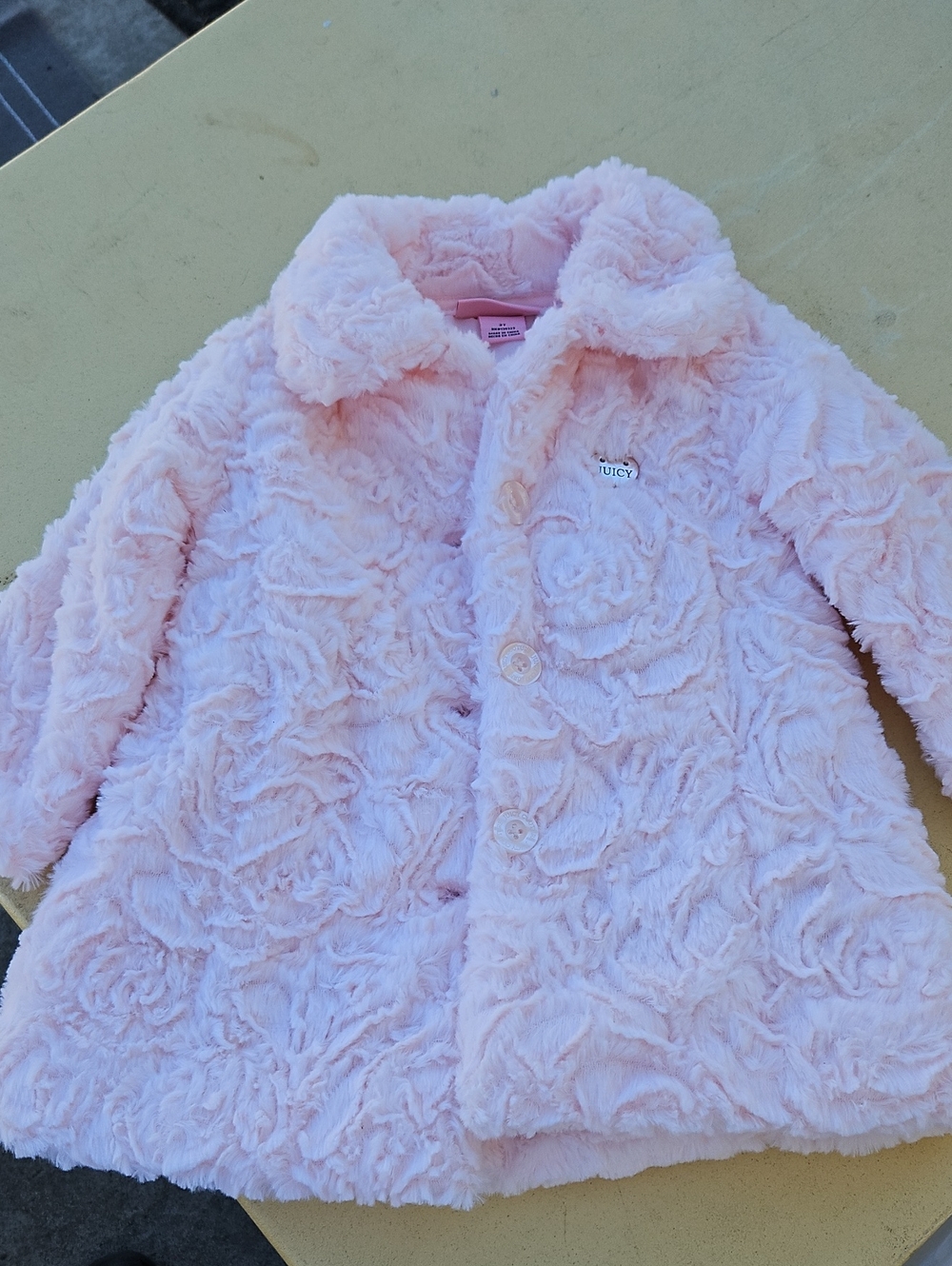Juicy Couture Girls' Pink Faux Fur Coat